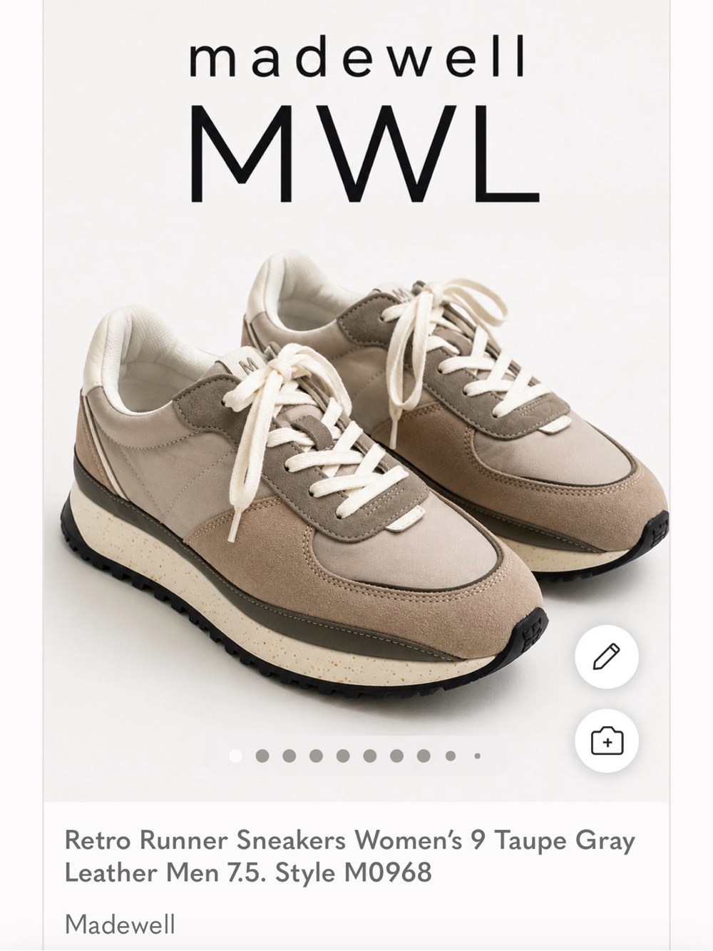 Madewell Taupe and Cream Retro Runner Sneakers